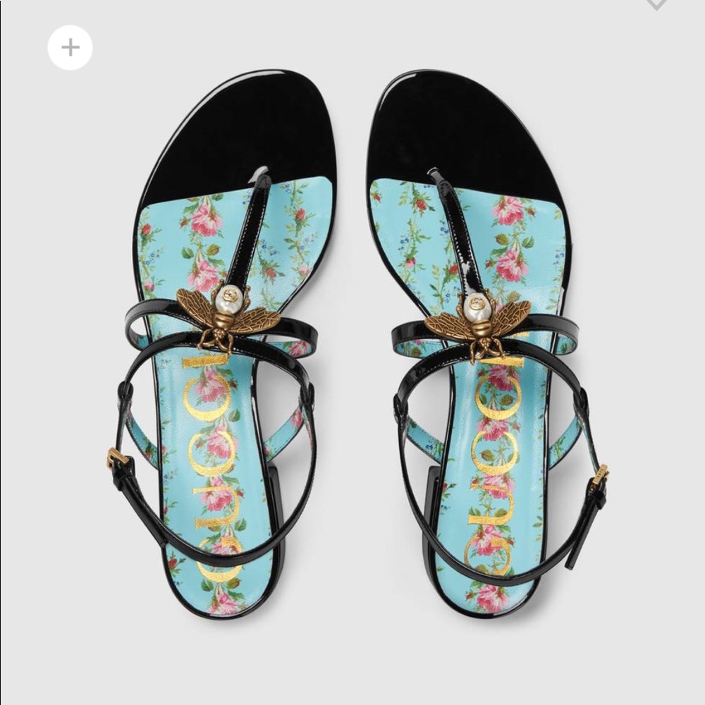 LIKE NEW Gucci Patent Leather Sandal W/ Bee